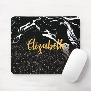 Mousepad Mármore Preto/Brilho Preto