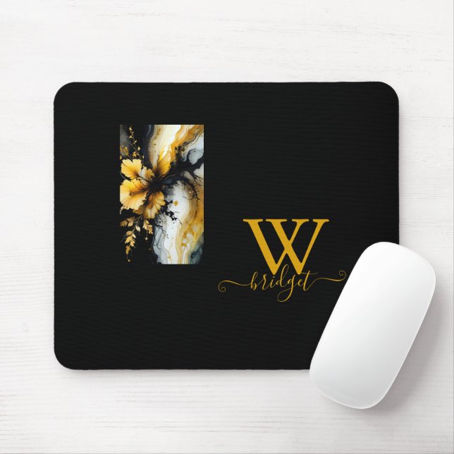 Mousepad mármore preto de ouro (Com mouse)