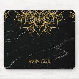 Mousepad Mármore preto do ouro mandala