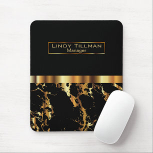 Mousepad Mármore Preto e Dourado