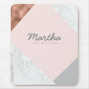 Mousepad mármore, rosa, cinza e rosca