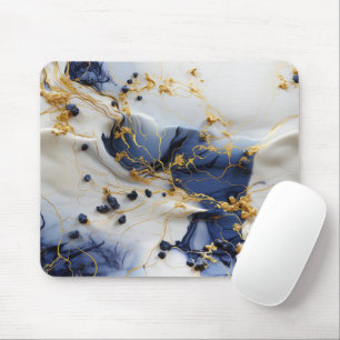 Mousepad Mármore Safira da Meia-Noite com Fios de Ouro