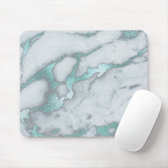 Mousepad mármore teal (Com mouse)