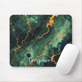 Mousepad Mármore Verde e Dourado da Floresta Automática Per