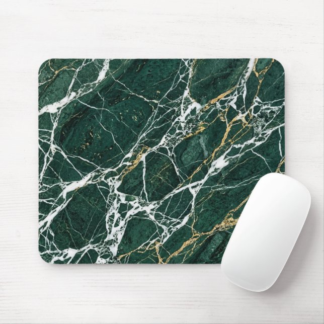 Mousepad Mármore Verde Esmeralda Elegante Mesa com Veios Do (Com mouse)