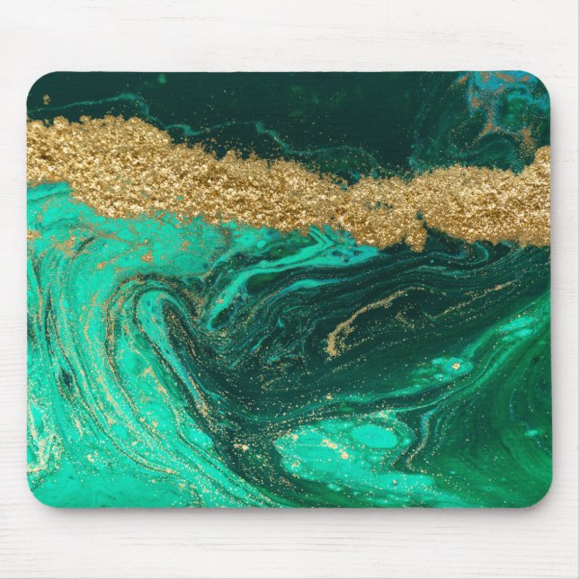 Mousepad Mármore Verde Resplandecente Dourado (Frente)