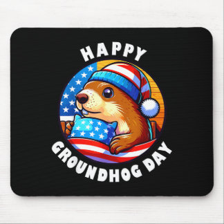 Mousepad Marmot Happy Groundhog Day Stars And Stripes Sprin