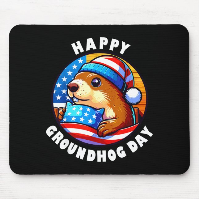 Mousepad Marmot Happy Groundhog Day Stars And Stripes Sprin (Frente)
