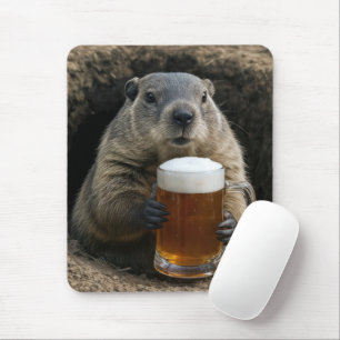 Mousepad Marmota Com Caneca De Cerveja
