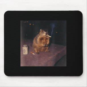 Mousepad Marmota fumando cigarro engraçado meme retrô da Ge