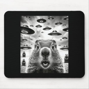 Mousepad Marmotas Estranhas Selfie Com Ufo Alien Divertido