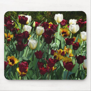 Mousepad Maroon e Tulipas Amarelas Palidez Colorida