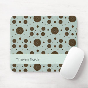 Mousepad Marrom Escuro Micro Floral Verde Salvia