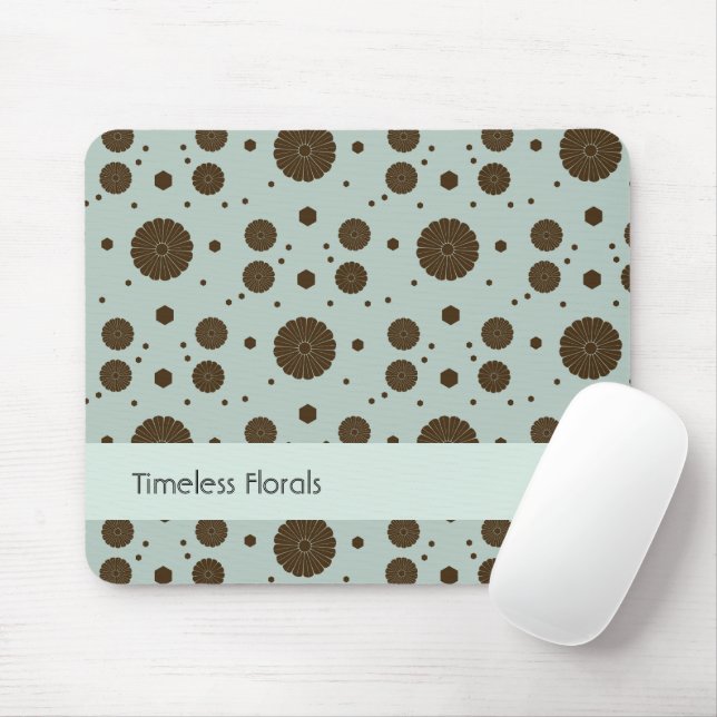 Mousepad Marrom Escuro Micro Floral Verde Salvia (Com mouse)