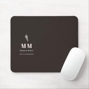 Mousepad Marrom Espresso Botânico Moderno Nome Personalizad