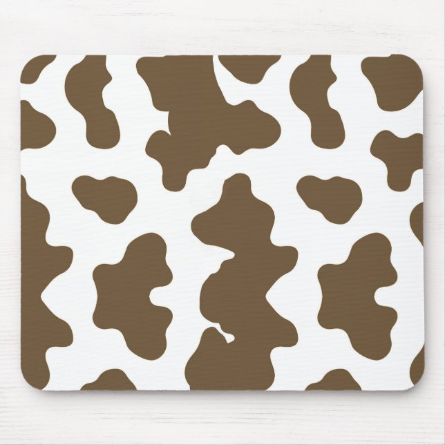 Mousepad Marrom Rústico  & Impressão de Vaca Branca Country (Frente)