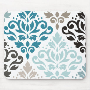 Mousepad Marrons deslocados damasco das cercetas da arte de