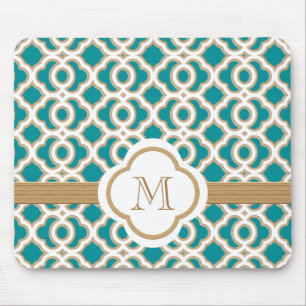 Mousepad Marroquino da cerceta e do ouro Monogrammed