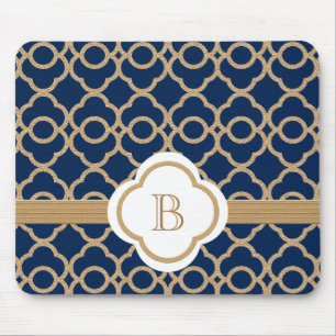 Mousepad Marroquino da safira e do ouro Monogrammed