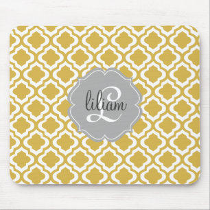 Mousepad Marroquino Dourado elegante Quatrefoil