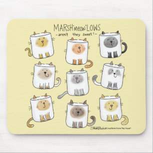 Mousepad MarSHmeowLOWS Whimsical Wordplay Cat Marshmallows