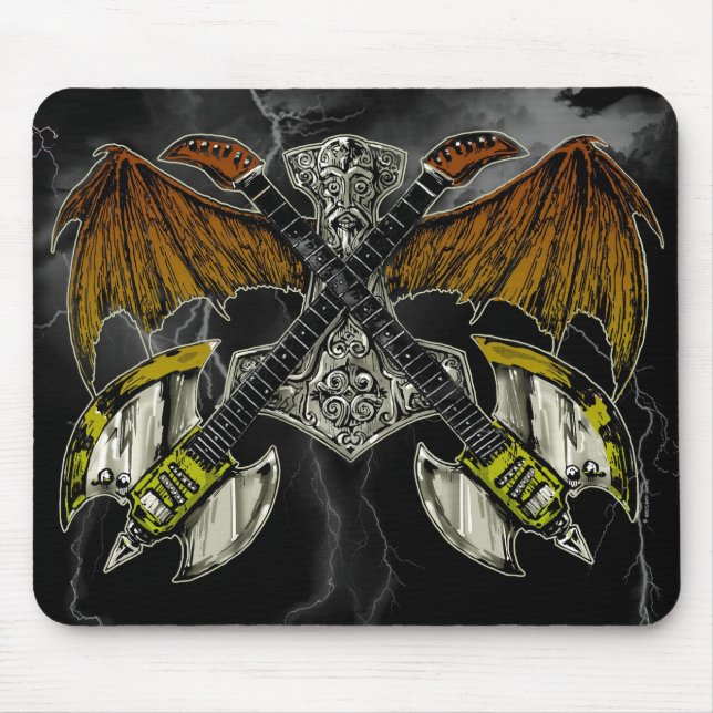 Mousepad Martelo do Thor das guitarra dos deuses (Frente)