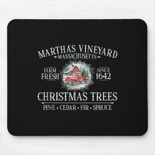 Mousepad Martha's Vineyard Ma Christmas Trees Red Truck Whi (Frente)