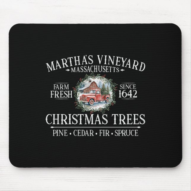Mousepad Martha's Vineyard Ma Christmas Trees Red Truck Whi (Frente)