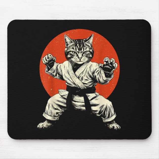 Mousepad Martial Arts Cat Karate Judo Japanese Flag Funny J (Frente)