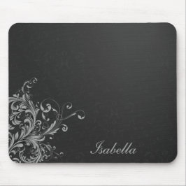 Mousepad Mártico branco preto Elegante com flor