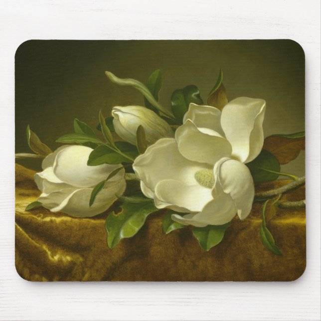 Mousepad Martin Johnson Heade - Magnolias em Velvet Dourado (Frente)