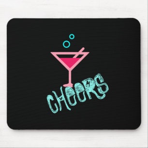 Mousepad Martini - Pop de Arte, Rosa e Turquesa com Álcool