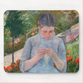 Mousepad Mary Cassatt - Garota costurando um jardim