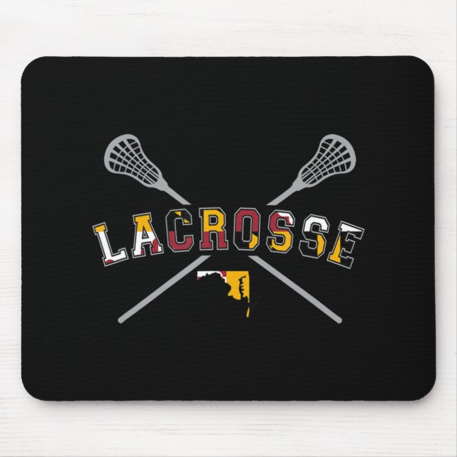 Mousepad Maryland Flag Lacrosse Boys Mens College LAX Stic (Frente)