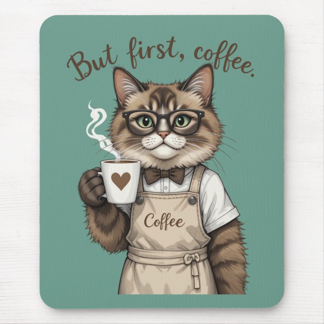 Mousepad Mas Primeiro, Gato Café (Frente)