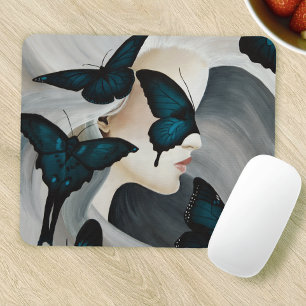 Mousepad Máscara de Borboleta Azul Fantasia Elegante