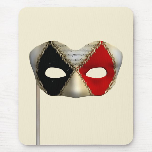 Mousepad Máscara de Carnaval de Mascarada Elegante Arte (Frente)