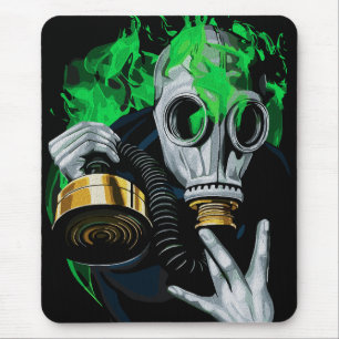 Mousepad Máscara de Gás Tóxico: Chamas Neon