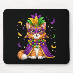 Mousepad Máscara de Gato de Mardi Gras Cape de Contas para
