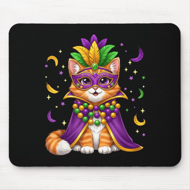 Mousepad Máscara de Gato de Mardi Gras Cape de Contas para  (Frente)