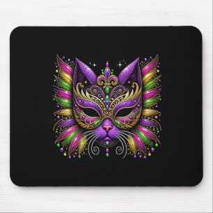 Mousepad Máscara de Gato do Mardi Gras Nova Orleans Mulhere