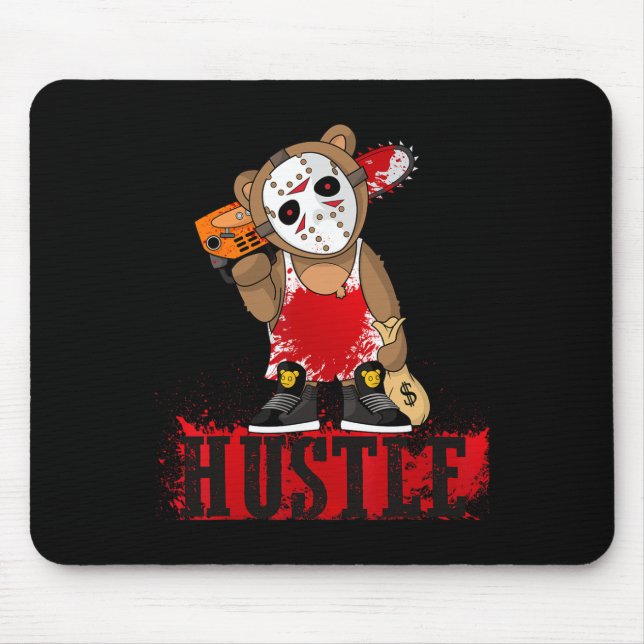 Mousepad Máscara de Hóquei Hop Hop Hop Teddy Bear Divertido (Frente)