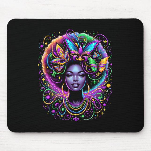 Mousepad Máscara de Miçangas de borboletas africanas da Rai (Frente)