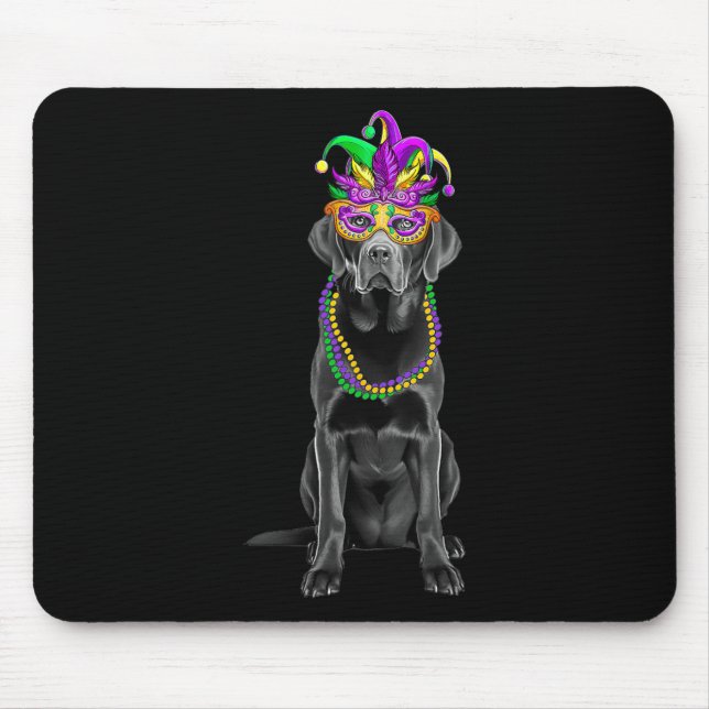 Mousepad Máscara de Miçangas de fantasias do Black Labrador (Frente)