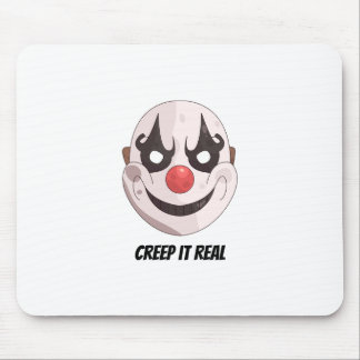 Mousepad Máscara de Palhaço Assustador Creepy Halloween Grá