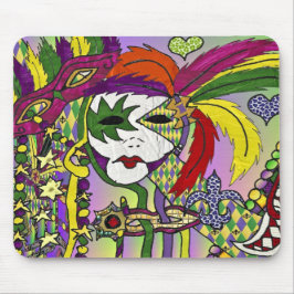 Mousepad Máscara de pena de Mardi Gras Psicodélica