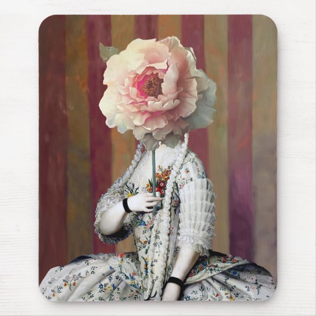 Mousepad Máscara de Peony Rosa Intrigue Floral (Frente)