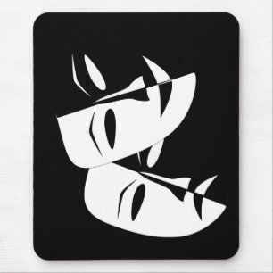 Mousepad Máscara de Teatro Branco e Preto da Tragédia da