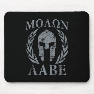 Mousepad Máscara do Guerreiro do Molon Labe Laurels em Pret