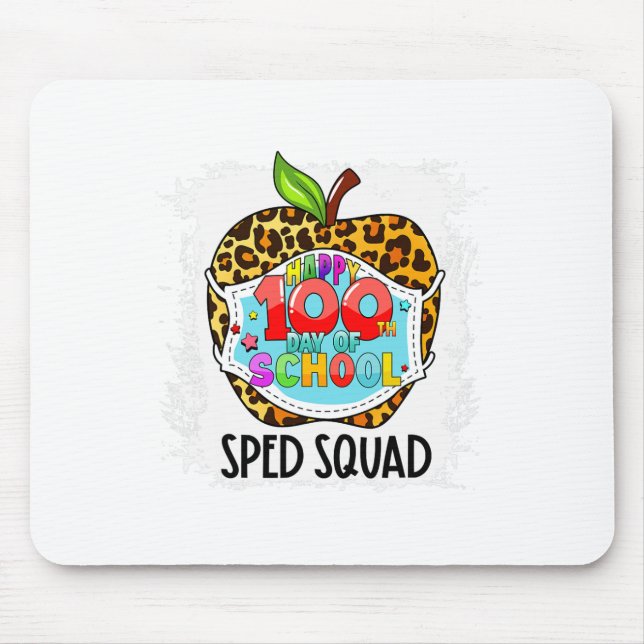 Mousepad Máscara Facial Dia 100 Feliz Equipe Ed Sped Escola (Frente)